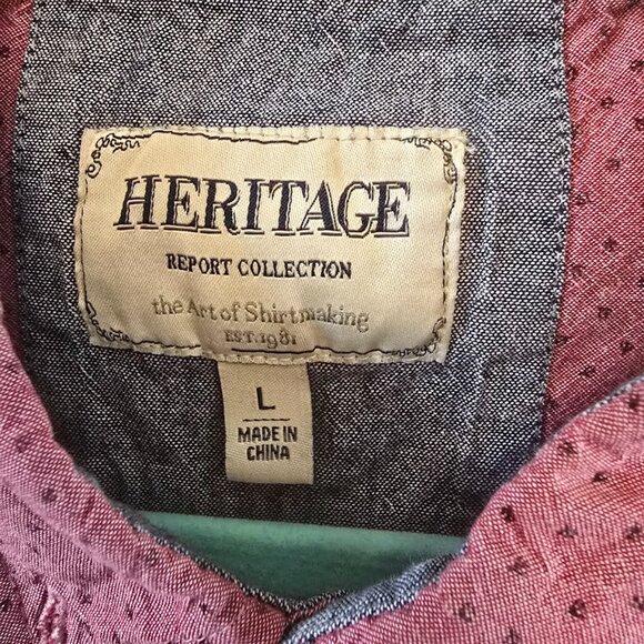 HERITAGE REPORT COLLECTION SIZE LARGE SLIMIT FIT SHORT SLEEVES BUTTON UP SHIRT - Picture 2 of 9